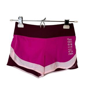 Justice Color Block Running Shorts Size 8 Pink BURGUNDY NEW
